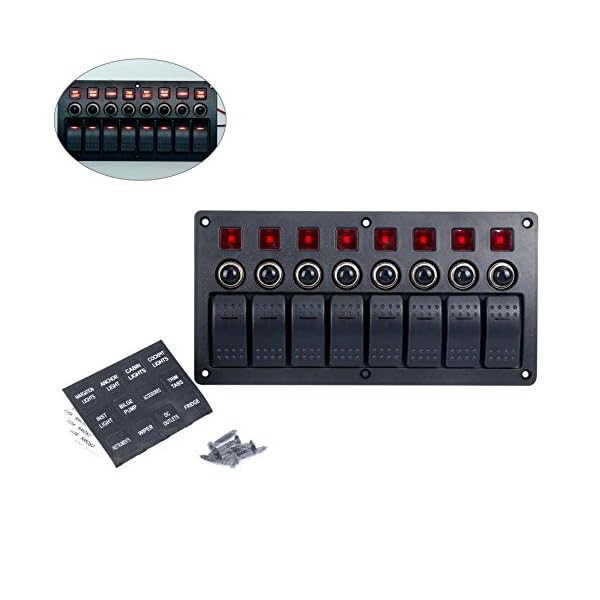 Amarine-made-8-Gang-Red-LED-Indicators-Rocker-Circuit-Breaker-Waterproof-Marine-Boat-Rv-Switch-Panel-PN-CB8-R