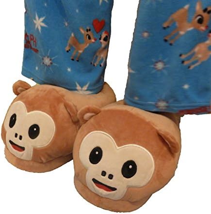 Emoji Slippers - EMOJI MANIA Cute Smiling Plush Monkey Face Style