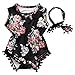 Infant Toddler Baby-Girls Floral Romper Sleeveless Tassel Bodysuit + Headband (6-12 Months, Black)
