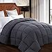 Comforter Soft Goose Down Alternative Duvet Insert Warm Winter 2100 Series Quilt with Corner Tab for All Season, Prima Microfiber Filled (Grey, Queen-1)