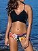 Women sexy Low waist Bandage Bikini beachwear swimsuit Black-S,Flower Print Black,Small