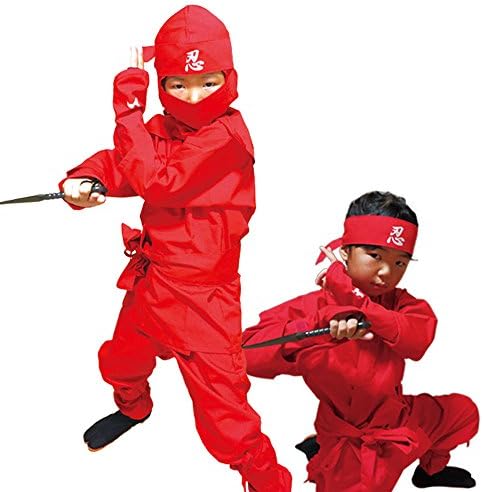 Halloween Children's Ninja Uniform/ Martial Art Costume! Black/Red (Red, Small 3'28-3'61ft)