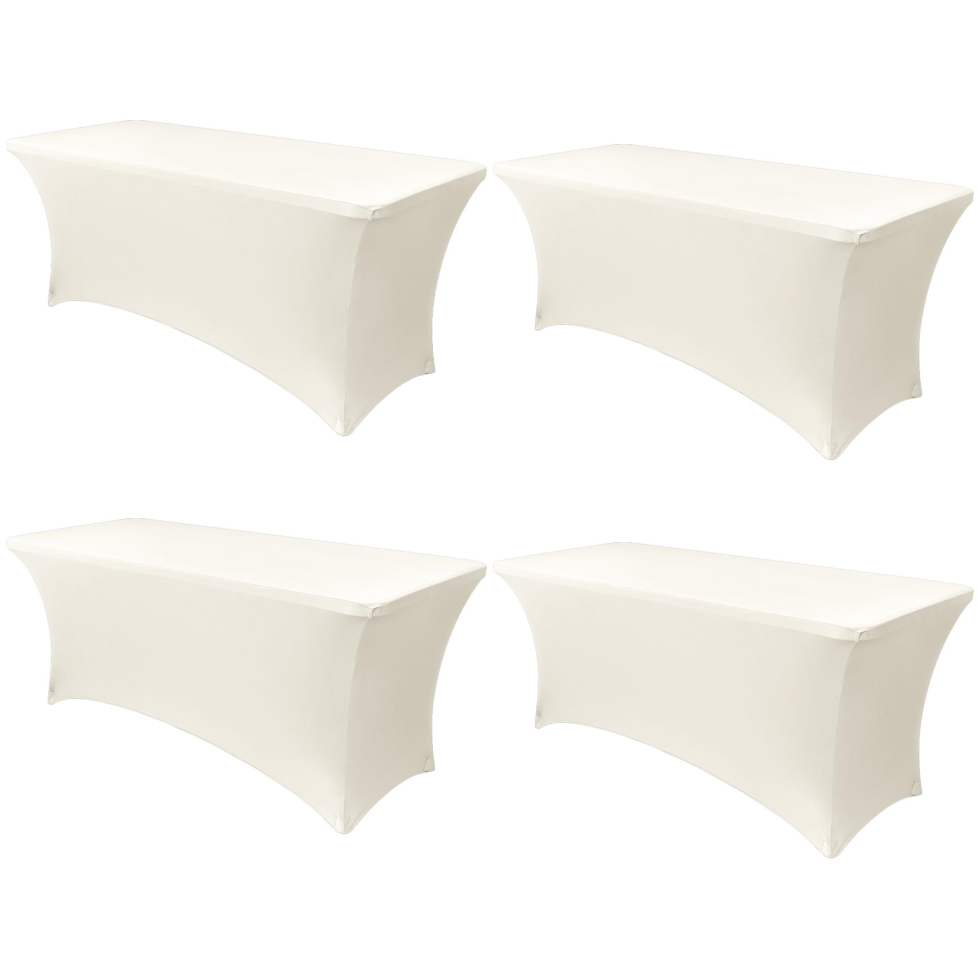 Obstal 6ft Stretch Spandex Table Cover - 4 Pack Universal Rectangular Fitted Tablecloth Protector for Wedding, Banquet and Party (Cream, 72L x 30W x 30H Inches) Image