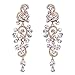 BriLove Gold-Toned Dangle Earring Earrings Women's Wedding Bridal Bohemian Boho Crystal Floral Chandelier Hollow Clear