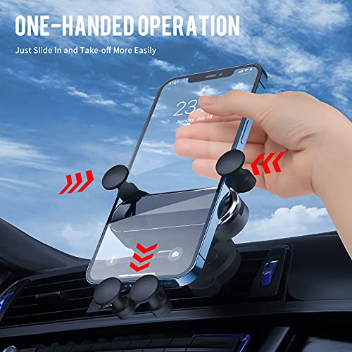 HUANLI Gravity Phone Mount for Car, 2021 Upgraded Car Phone Holder for Air Vent with Upgraded Hook Clip Auto Lock One-Hand Operation Car Cell Phone Holder (Silver)