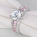 Newshe Jewellery Round Pink Cz 925 Sterling Silver Wedding Band Engagement Ring Sets Size 5-12