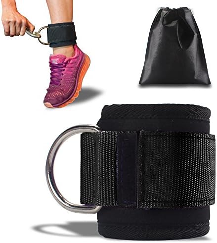 ASMOTIM Ankle Exercise Equipment Workout Strap Ankle Strap with Carry Bag for Cable Machines - Stainless Steal Double Fixed Comfortable Durable Cotton Pad,Fitness Equipment for Hips Abs Legs