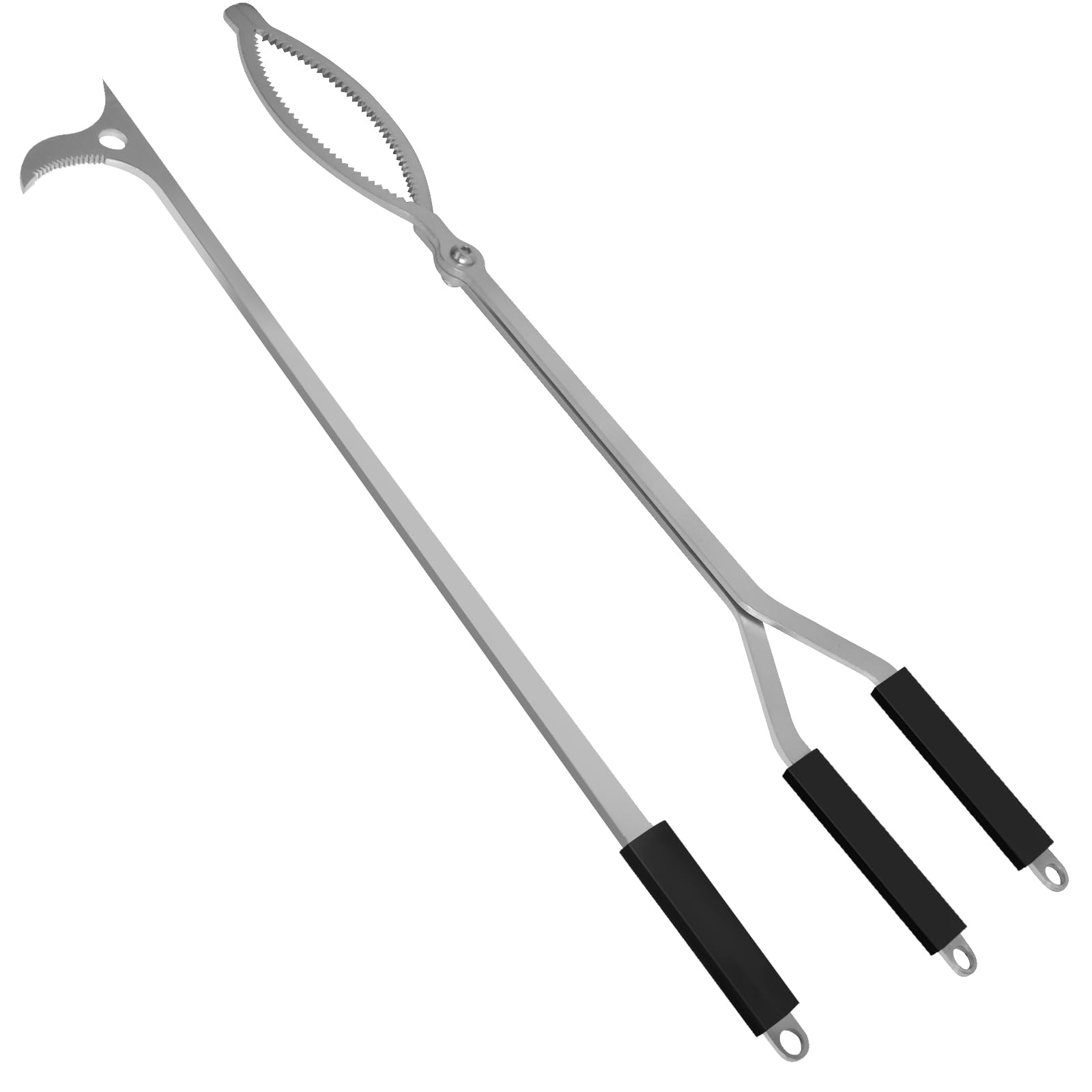 Photo 1 of 40" Fire Tongs Fire Pit Tongs Set, Stainless Steel Fireplace Tongs Log Grabber Suitable for Outdoor Fireset Fire Pit Bonfire Camp Fire Backyard Deck Indoor Fireplace Tools