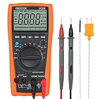 Proster Auto-Ranging Digital Multimeter 6000 Counts and 2000uF Digital Multimeters Meter Amp Ohm Volt Meter Multi Tester with Capacitance Test and Temperature Measurement