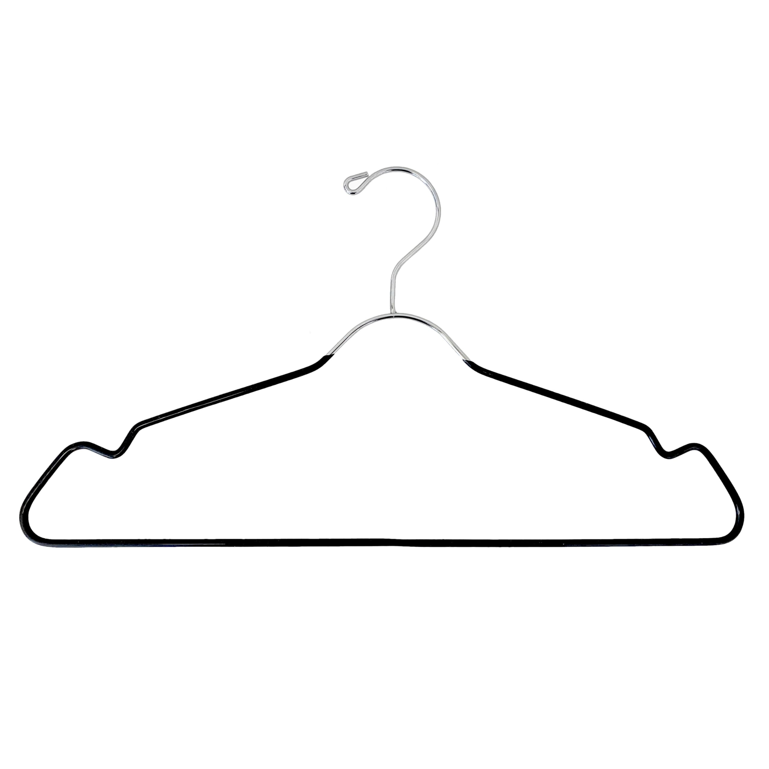 USTECH Metal Space Saving Clothes Hangers | Trouser Bar with Shoulder Notch Thin Hangers Perfect for Coat, Suit, and Pants | Non-Slip Coating and Large Hook for Added Safety | Pack of 12