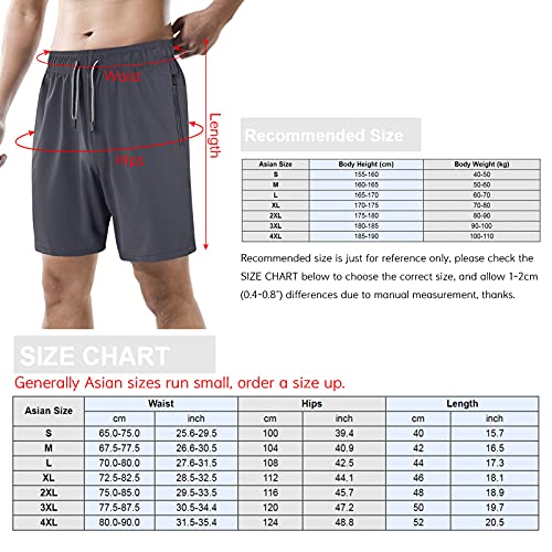 Lixada Korte broek voor heren, sportshort, sportbroek voor heren, sneldrogende hardloopshorts met ritszak, elastische… - Image 3