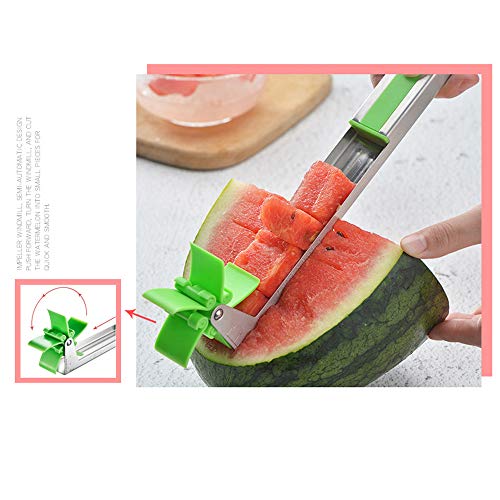Stainless Steel Watermelon Slicer, Watermelon Windmill Cutter Melon Baller Scoop Fruit Vegetable Tools Kitchen Gadgets Corer Tool Set, with 2 Fruit Fork