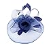Urban CoCo Women's Elegant Flower Feather and Veil Fascinator Cocktail Party Hair Clip Hat (Navy blue)