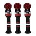 Scott Edward 3 Pieces Packed, Golf Fairway Wood Head Cover, Black Red White Stripes Style, Interchangeable Number Tags
