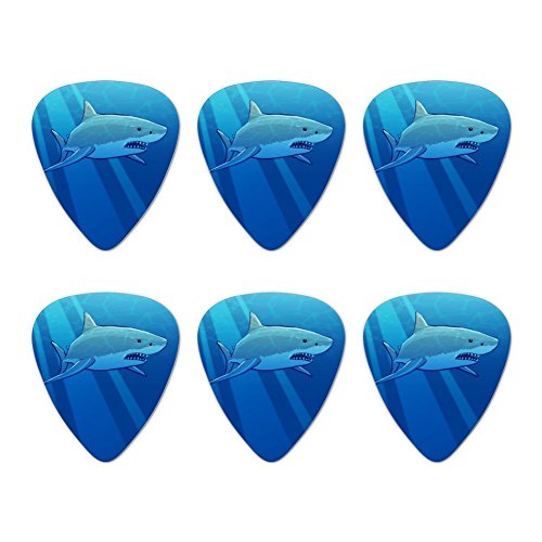 Great White Shark Realistic Novelty Guitar Picks Medium Gauge - Set of 6