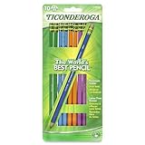 Dixon Ticonderoga Wood-Cased #2 Pencils, Black Lead, Assorted Color Barrels, model 13932,  [Box of 10]  (3-Pack)