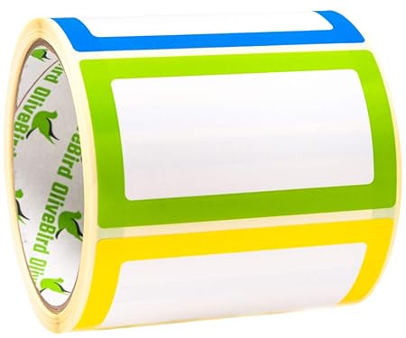 Namensschild Aufkleber Sortierte Farben 250 Etiketten Pack (3 Farben) - 90 x 50 mm