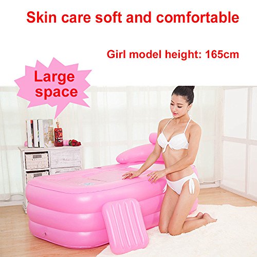 Big Size Indoor Outdoor Foldable Inflatable Bath Tub PVC Adult Bathtub Household Inflatable Bathtub 63×33×30 inch (Pink-1) - Thumbnail 3