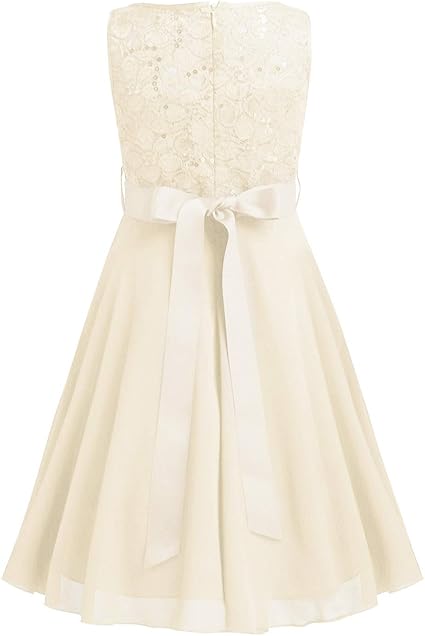 Iiniim Courte Robe De Princesse Cérémonie Enfant Fille Robe Soirée Cocktail Dentelle Mousseline élégant Robe Pour Vos Fille Baptême Anniversaire Fête