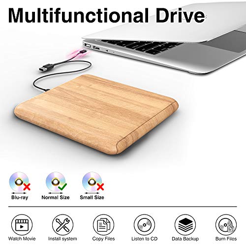 Updated External CD DVD Drive, USB 3.0 Type C Portable Ultra Thin Burner Player Writer Superdrive CD DVD RW, Compatible with Windows 10 8 7 XP Vista Mac OS System for Mac Pro Air iMac Laptop