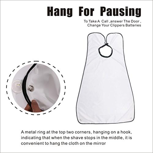 Catch Hair Clippings Easily with Beard Bib - Beard Catcher, Great for Shaving, Trimming and Haircuts (White)