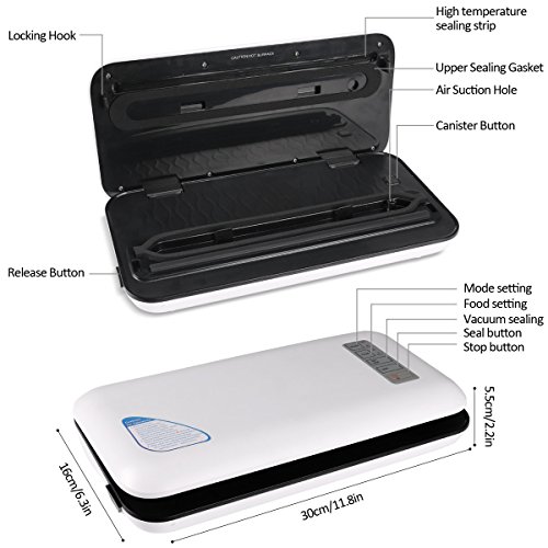 Vacuum Sealer AONOKOY Automatic Manual Vacuum Sealer Machine Food Saver with Starter Kit Vacuum Bags and LED Indicator Lights - Thumbnail 3