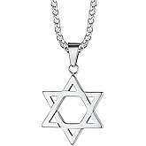 Richsteel Star of David Necklaces for Women Mens Stainless Steel/18K Gold Plated Hexagram Pendant Jewish Israel Jewelry