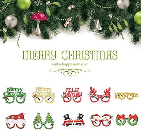 Immagini Natalizie Occhiali.Rongye 10pcs Novita Occhiali Natalizi Occhiali Da Festa Glitter Occhiali Leggeri Montature Decorazioni Natalizie Set Di Occhiali Da Vista Bomboniere Per Ragazze Amazon It Sport E Tempo Libero