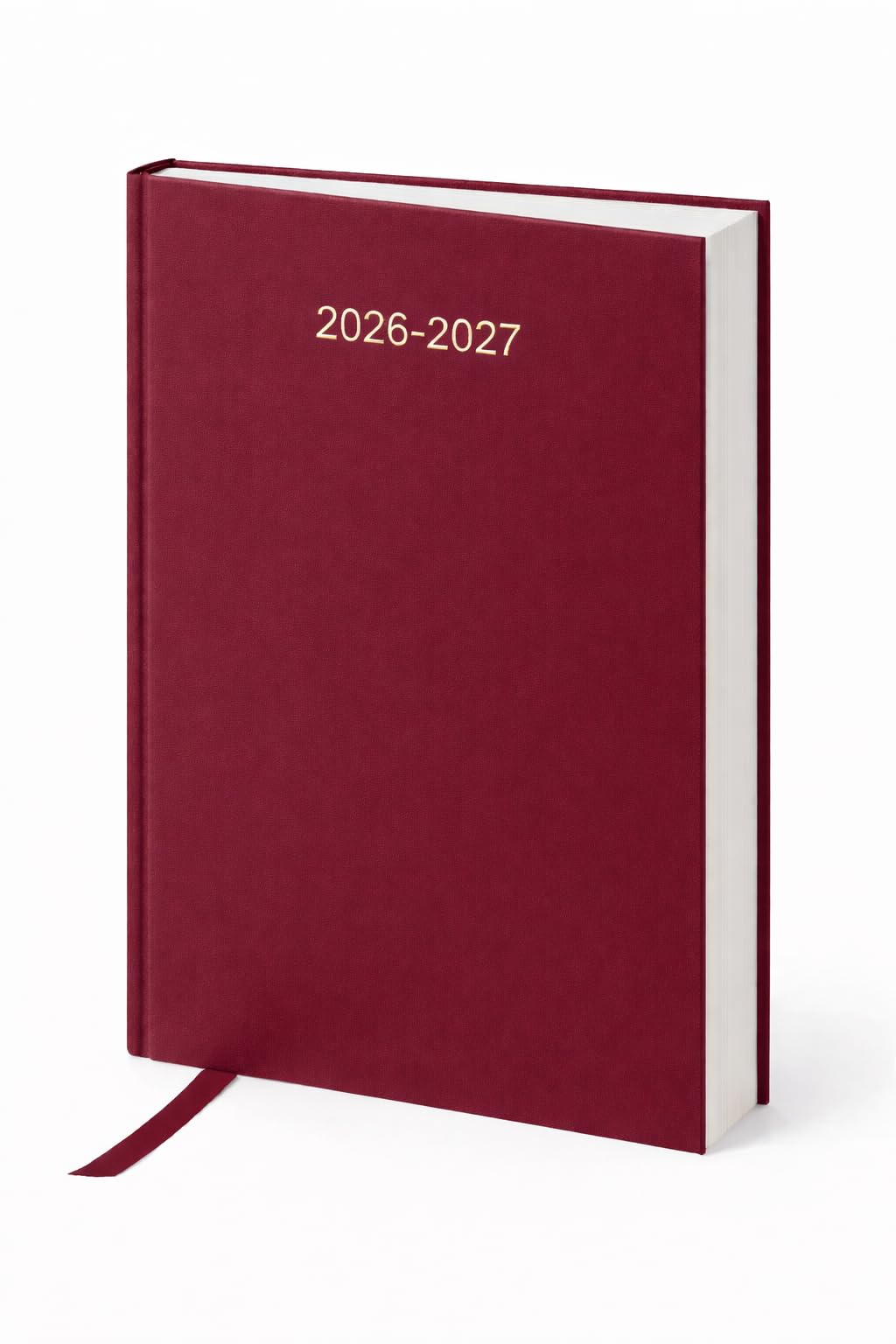 Top Sale 2026-27 A4 Page Per Day Academic/Mid-year Diary with Hard Cover and Matching Ribbon- Burgundy