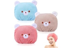 3Pcs Hair Drying Towel for Girls Soft Absorbent Dry Hair Cap with Cute Bear Design Hair Towel Wrap Head Towel Wraps for Girls