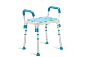 Health Line Massage Products Shower Chair Bath Seat for Seniors, Shower Stool with Removable Arms for Handicap, Disabled & Elderly - Adjustable Shower Bench for Tubs (FSA or HSA Eligible)