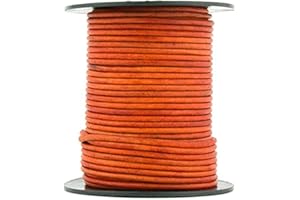 Xsotica-Dye Round Leather Cords -1.5mm Leather Cord (Orange Natural, 10 Meter (10 Yard))