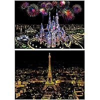 Sheroin Scratch Art Paper DIY Night View Rainbow Painting Sketch Pad for Adult and Kids - 2 Packs, 16 X 11.5 Inches