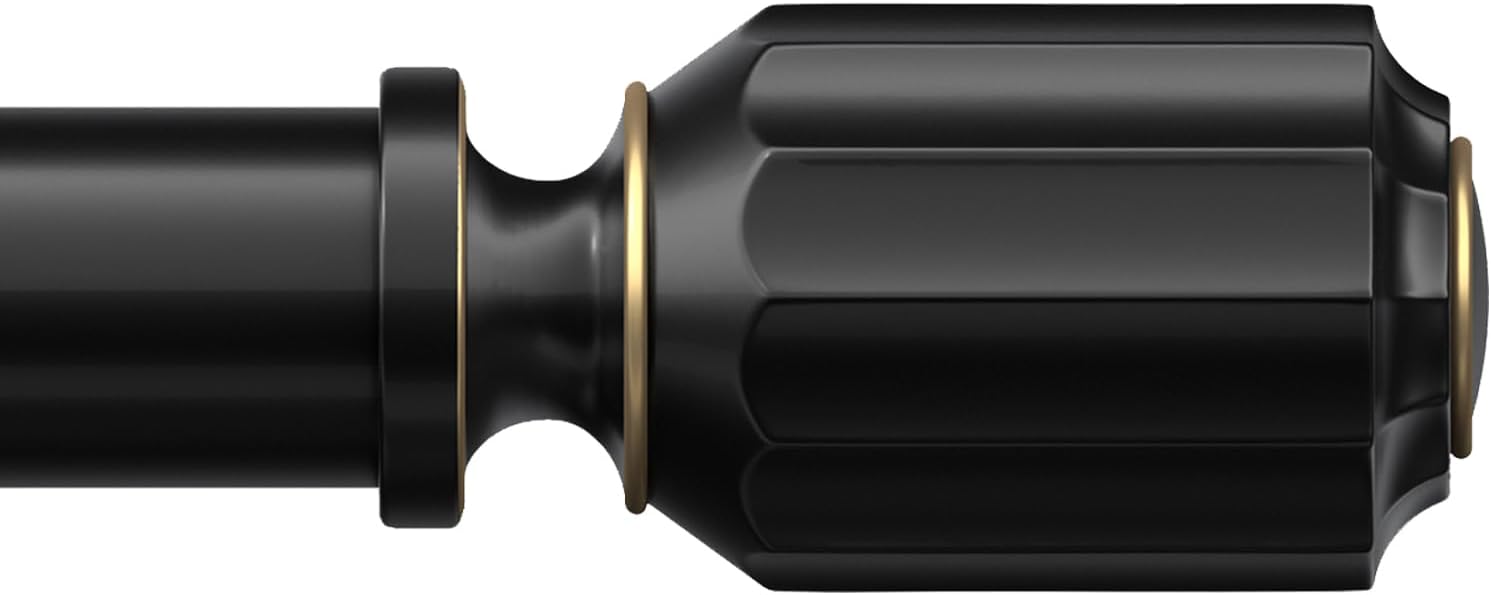 Window Treatment Hardware - Box Space Curtain Rods for Windows 66 to 120 inch -1 inch Diameter Black Curtain Rods Adjustable Decorative Heavy Duty Long Curtain Rod for Living Room Bathroom Bedroom Outdoor Patio