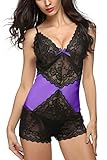 Avidlove Women Lingeries Strap Babydoll Lace Outfits Patchwork Sleepwear Jumpsuit