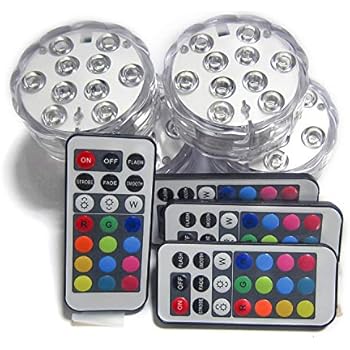 Creatrek RGB Color Changing LED Tea Lights, Battery Powered Submersible Vase Lamps W/ 21-Key Remote Control (4-Pack)