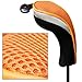 Andux Pack of 2 (All The Same Size) Mesh Golf Hybrid Club Head Covers with Dial No. Tags Black/Orange