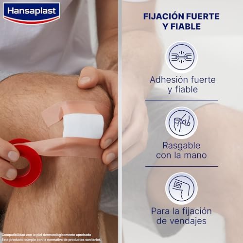 Hansaplast Esparadrapo Classic, fuerte adhesión, se rasga con la mano, para fijar vendajes y apósitos para heridas, 5 m x 2,5 cm
