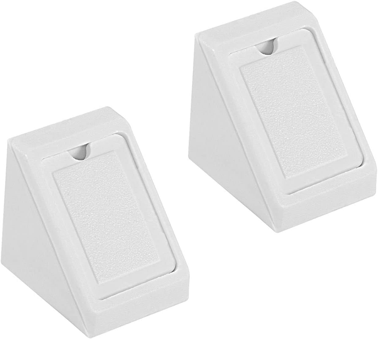 MACHSWON 90 Degree 2 Holes Plastic Corner Braces, Shelf Cabinet Door Angle Brackets with Cover Cap White, 50Pcs