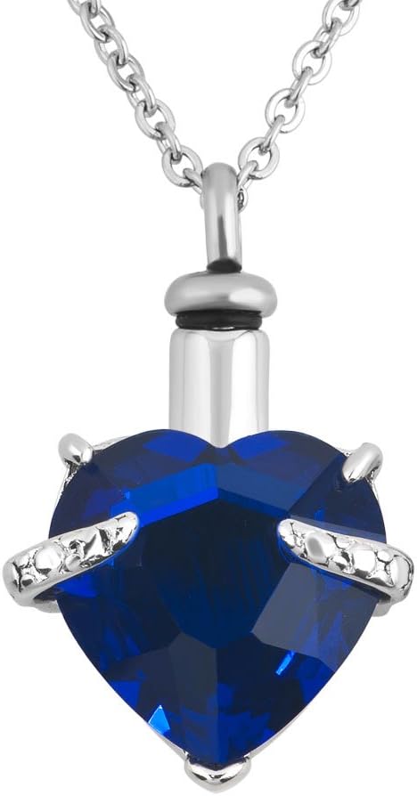Uniqueen Heart Crystal Cremation Jewellery Urn Necklace for Ashes Memorial Keepsake Pendant