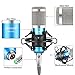 Neewer NW-800 Pro Studio Broadcasting Recording Condenser Mic Kit with NW-35 Adjustable Mic Suspension Scissor Arm Stand with Black Shock Mount and Table Mounting Clamp, Pop Filter(Blue)