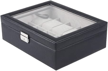 JWIL Reloj Vitrina Caja de Reloj 10 Ranura Caja de Reloj de Cuero de la