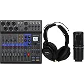 Zoom L8 Digital Mixer/Recorder with Microphone and Headphones Pack Bundle