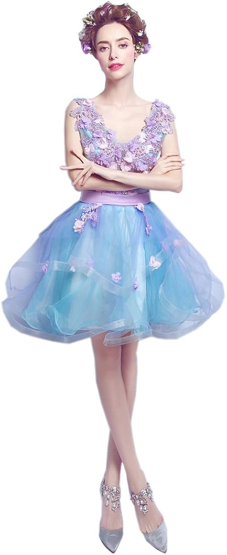 Amazon 可愛いミニ 長いですドレス 披露宴ドレス ワンピース オーガナ 青 結婚式ワンピース 代 花嫁の介添え お呼ばれ 二次会ドレス Aライン フォーマルワンピース ショート丈 パーティーワンピース 並行輸入品 ワンピース チュニック 通販