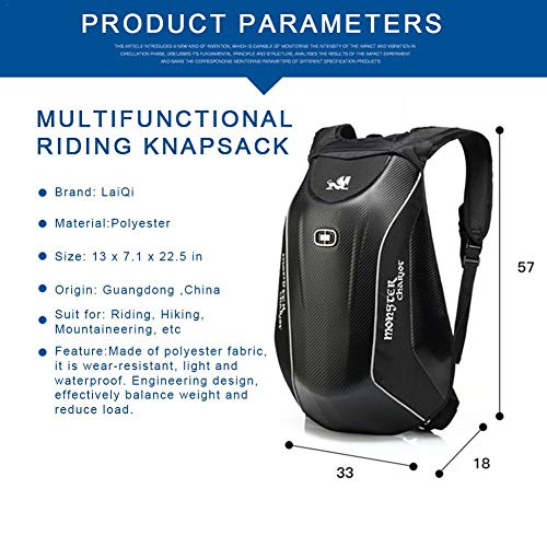 Bulary 30L Carbon Fiber Motorcycle Backpack Waterproof Hard Shell Backpack,Motorbike Helmet Backpack Waterproof Large Capacity,Riding Laptop Bag for Travelling Camping Cycling Storage Bag