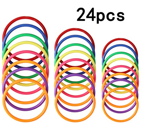HRLORKC Plastic Ring Toss Game Set Rings for Ring Toss for Kids Outdoor Games Plastic Carnival Rings Carnival Games for Carnival Party and Parent-Child Games (24 pcs)