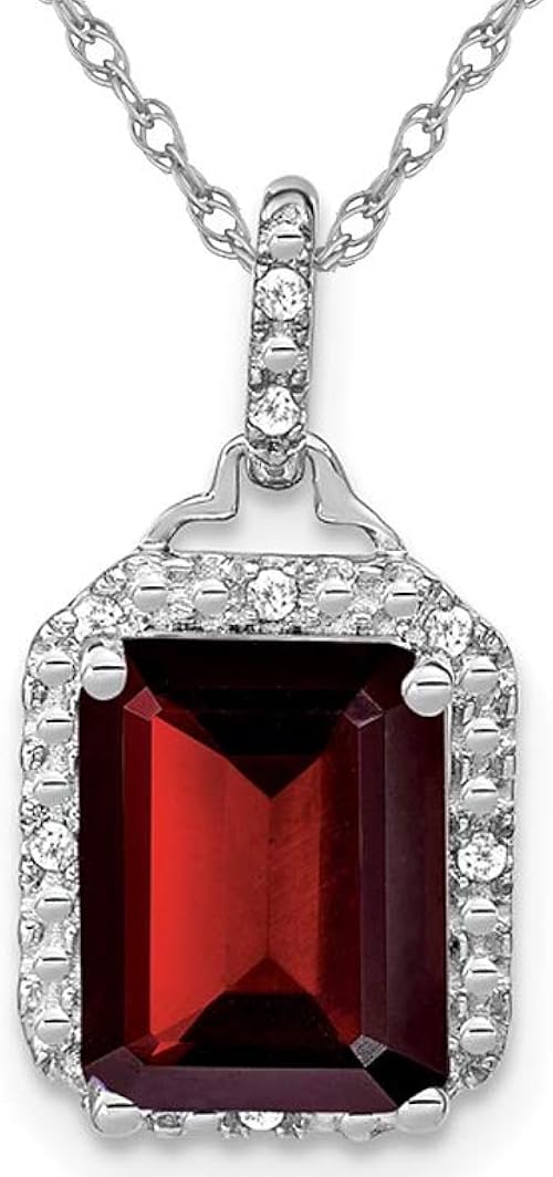 5.00 Carat (ctw) Emerald Cut Garnet Pendant Necklace in 14K White Gold