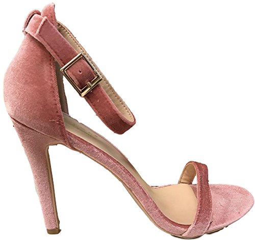 Glaze Womens Ankle Strap High Heel - Dress Wedding Party Sandal - Basic Pump Low Heel Marvel by J. Adams Mauve