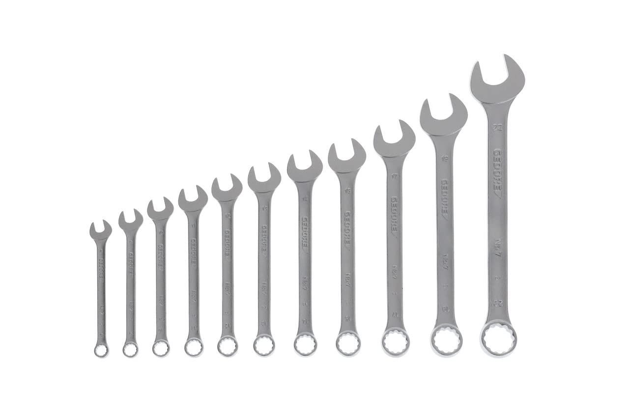 GEDORE 12-pc. Combination spanner set, AF 8-22 mm, 15° angled, Bi-hex, UD profile, Spanner set, 7-011
