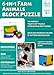 Premium Barnyard Animal Block Puzzle (6 in 1) with Wood Storage Tray for Preschool Age Toddlers 3, 4 - Colorful Solid Wooden Small Cube Farm Animal Pieces - Horse, Pig, Cow, Sheep, Duck, Chicken